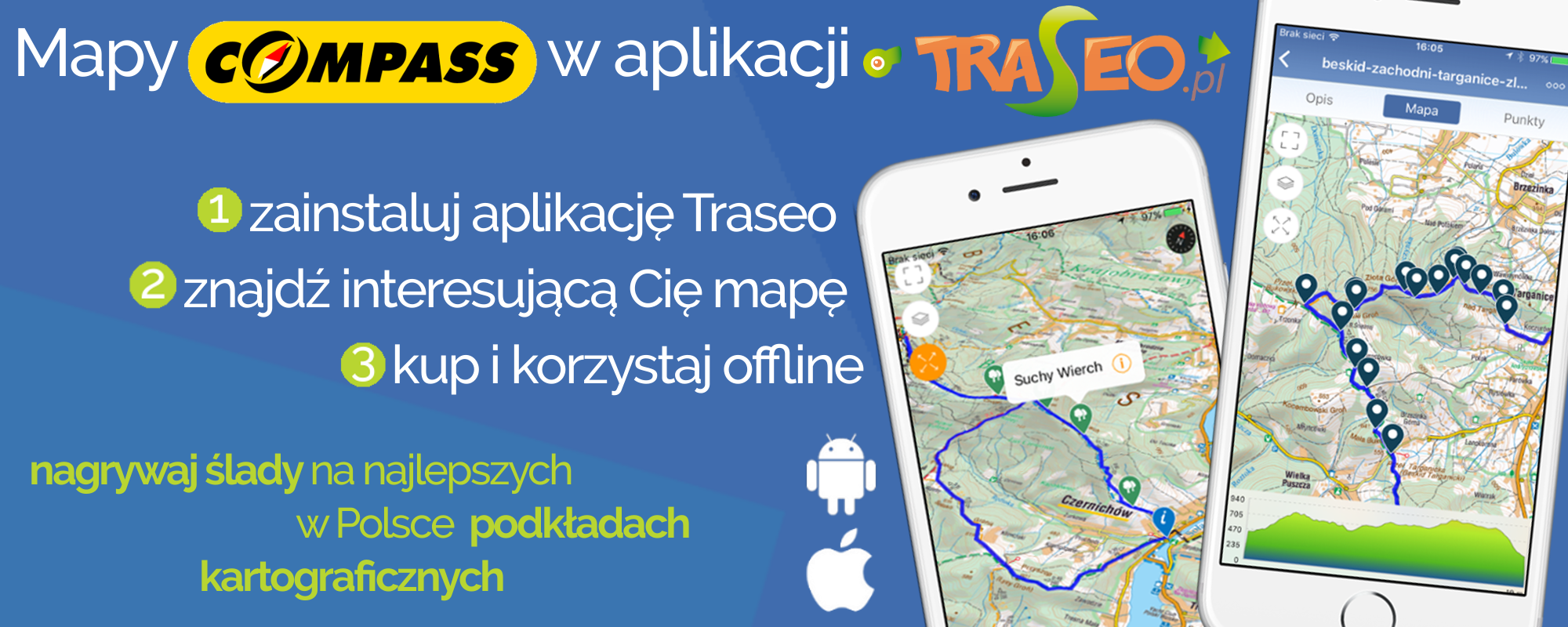 Tradycyjne mapy w aplikacji mobilnej dla aktywnych Compass i Traseo łączą siły!